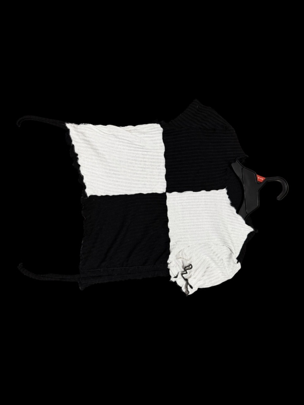 Black & White Checker Knit Cropped Tee